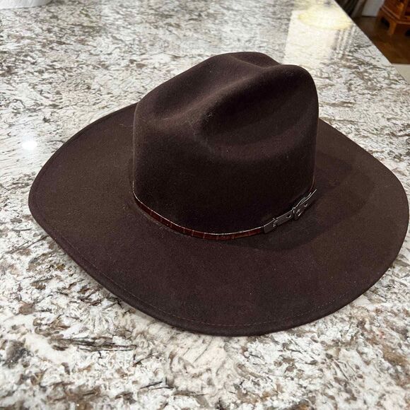 Eugenia Kim Velma Croc Trim Band Wool Cowboy Hat in Chocolate main image 7